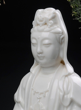 陶瓷南海坐莲观音菩萨家用观世音菩萨家居客厅中控台佛像摆件