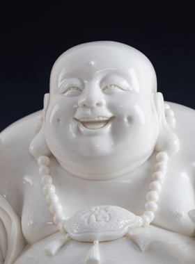 弥勒佛摆件大肚佛像开心笑佛招财家居客厅门店摆设装饰品手工陶瓷