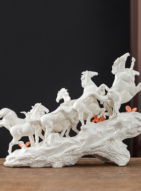 办公室装饰品八骏雄风新中式酒柜