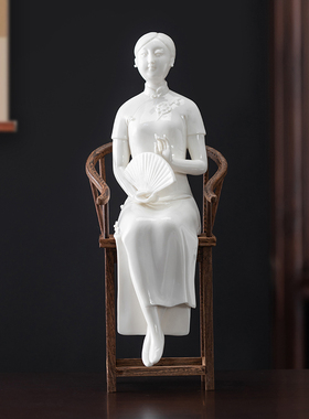 新中式古典陶瓷人物仕女摆件