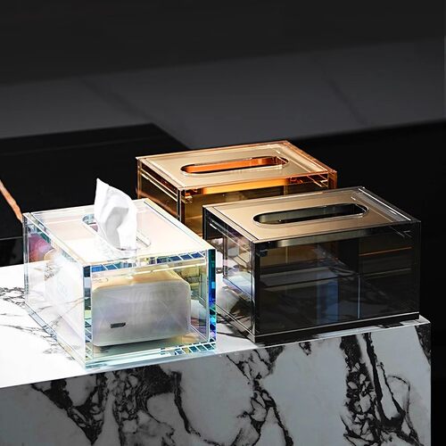 LUXSKI水晶玻璃纸巾盒酒店卫生间洗手擦手卷纸盒客厅茶几收纳摆件 - 图1