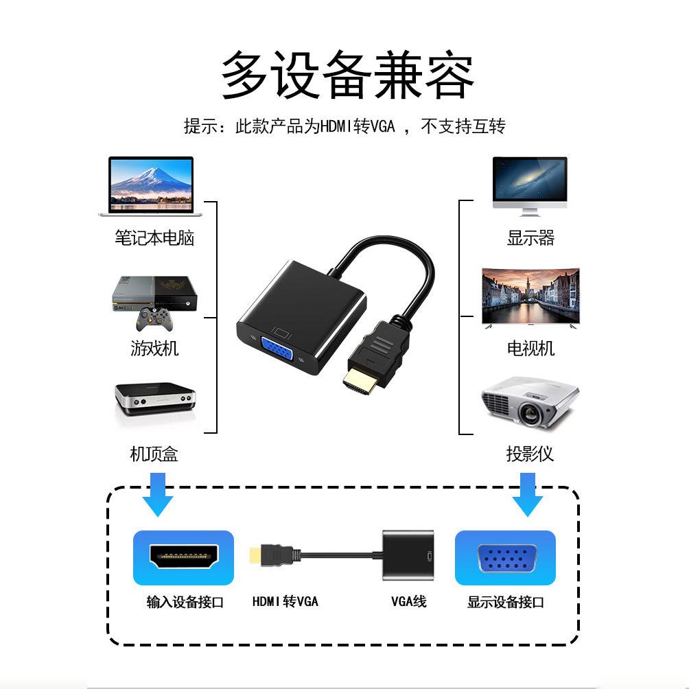 hdmi转vga转换器 笔记本电脑机顶盒投屏连接电视显示器高清转接线