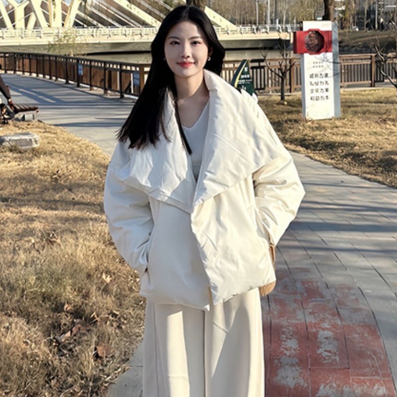 超好看韩系甜美大翻领棉服女冬2025年新款宽松小个子短款休闲外套,淘宝优惠券,粉丝福利购,淘宝优惠卷