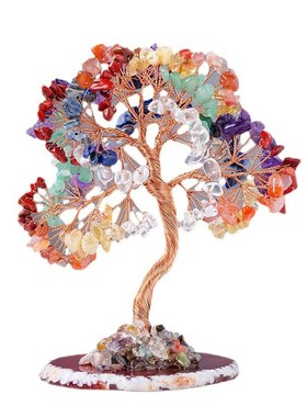 新品天然黄水晶发财树招财猫摆件家居桌面摆饰开业乔迁贺礼品礼物