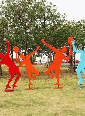 户外不锈钢跑步运动人物雕塑铁艺剪影抽象人摆件公园林景观装饰品