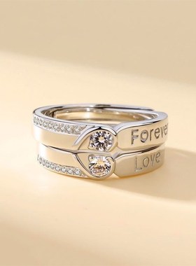 情侣戒指一对990纯银男女款活口可调节对戒七夕情人节送女友礼物