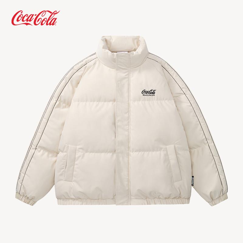 Coca-Cola可口可乐 立领防风保暖外套字母刺绣串标插肩袖棉服