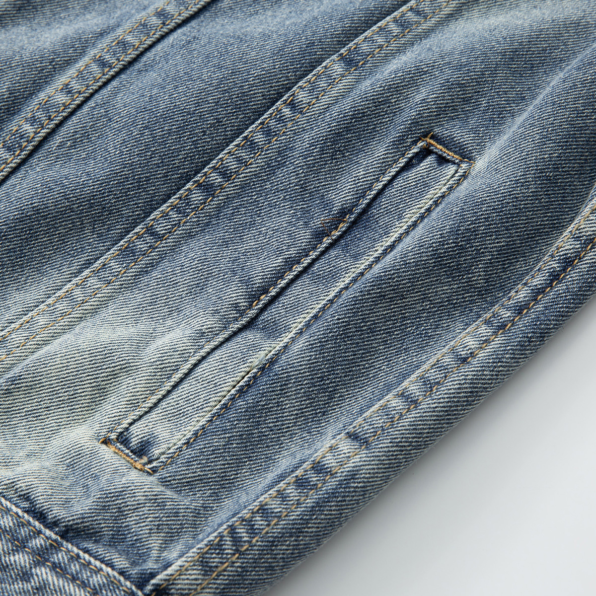 美式复古做旧水洗撞色拼接翻领牛仔外套新款潮牌高级感男款夹克 - 图2