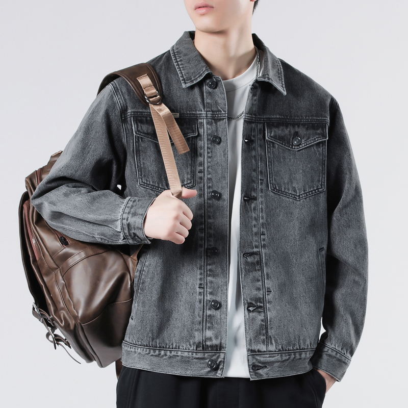 2025男士美式牛仔外套高级感痞帅春秋季新款潮牌夹克男上衣 - 图1