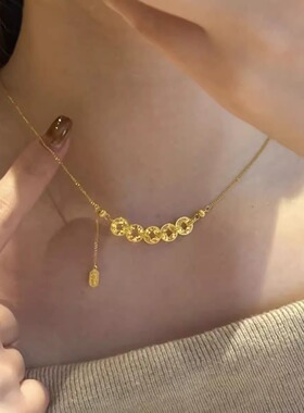 小众爆闪碎冰冰五帝钱币项链手链