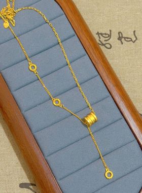 金店同款小蛮腰项链女高级感2025新款黄金999流苏弹环锁骨链ins风