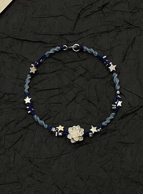 时尚新中式手工编织花朵手链新款小众高颜值渐变星星手绳显白手饰