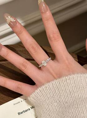 新款旋转芭蕾鸽子蛋锆石戒指女气质单钻轻奢高级感小众设计感指环