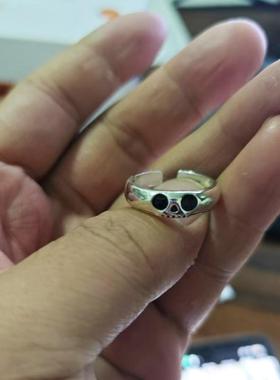 朋克风个性小骷髅泥鳅背戒指 简约骷髅头戒指 高颜值戒指