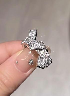 扭纽结戒指银色简约ins小众设计感开口可调节气质百搭食指戒指环