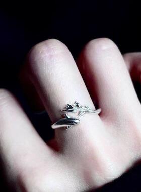 双鱼逐浪情侣戒指银色原创小众简约对戒情人节七夕送礼小红书