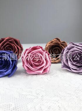 花者金属色永生水晶玫瑰花头 金色银色珠光炫彩永生玫瑰现货