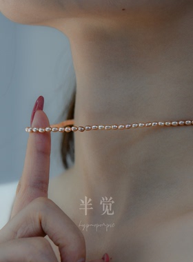 半觉迷你玫瑰金无核keshi极光怪色绝美百搭纯银双扣淡水珍珠项链