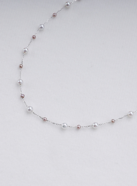 半觉紫白双色满天星加绝色大溪地可调节铂金百搭高级感珍珠项链