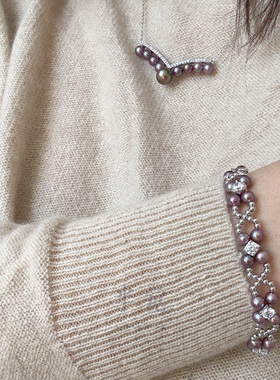 半觉钻钻bling闪优雅编织百搭紫珠珍珠手链