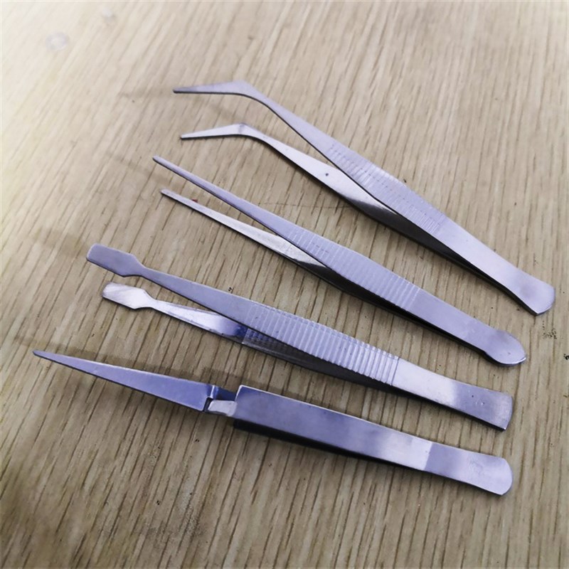极速不锈钢镊子四件l套装 交叉反作用 宽头邮票尖头鸟头镊子钳工 - 图2