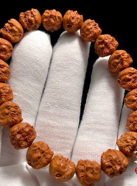 极速龙纹桃核手串k达摩核雕手链野生桃胡手工雕刻小籽达摩头单籽