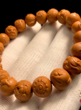 极速猴头a手串雕刻观音佛手核雕手链男野生文玩小核桃非龙纹桃核