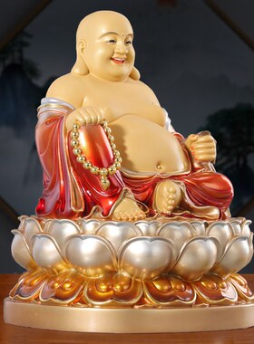 极速弥勒佛大肚开心笑佛像弥勒菩萨招财家用供P奉摆件纯铜彩绘纯