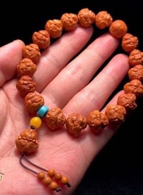 极速龙纹桃核雕刻童子弥勒核雕y笑佛弥勒佛桃木手链小核桃非橄榄