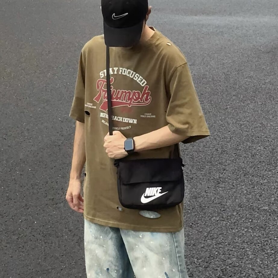 NIKE Nike shoulder bag multifunctional flip messenger bag simple personality mobile phone bag portable commuting small bag