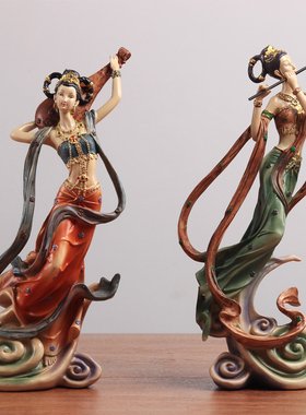 新中式禅意摆件玄关电视柜家居软装工艺品创意摆设敦煌飞天神女