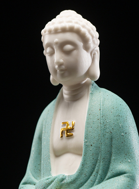 禅意如来中式手工白瓷观音家居玄关客厅工艺品创意装饰品桌面摆件