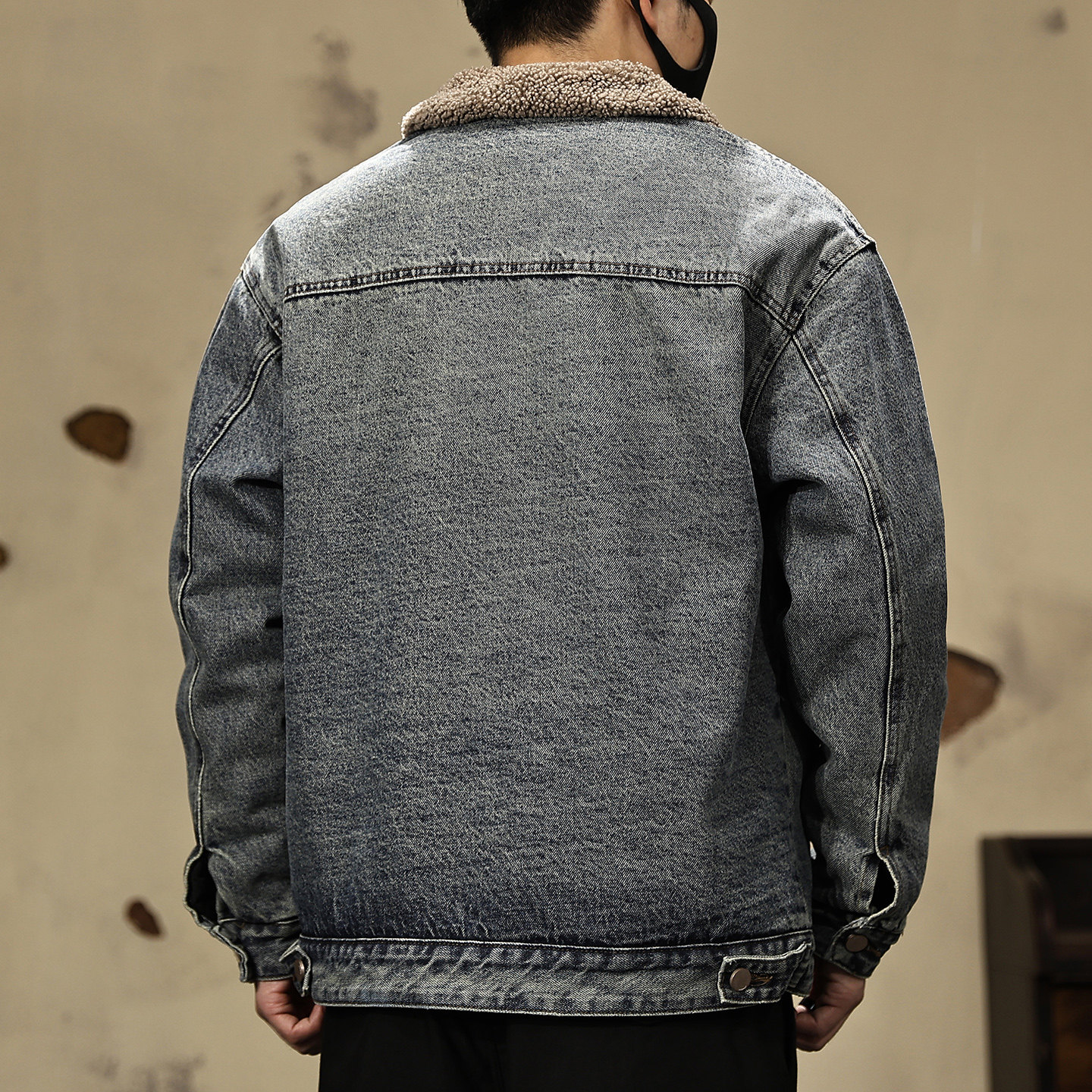 美式羊羔绒牛仔棉衣外套男冬季复古做旧加绒加厚宽松棉服工装夹克,淘宝优惠券,粉丝福利购,淘宝优惠卷