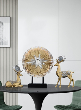 美式乡村田园麋鹿摆件客厅门厅一鹿有你酒柜软装饰V品工艺品鹿摆