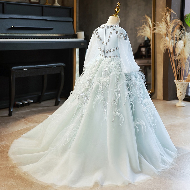 儿童礼服2023新款夏女童走秀主持钢琴演出服轻奢小众高端生日拖尾 - 图2