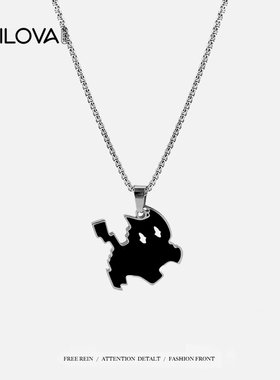 闪电黑猫项链男吊坠小众冷淡风