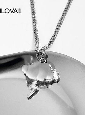 立体乌云闪电项链吊坠饰品小众潮