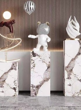 经典潘多拉岩板花架家居客厅玄关过D道摆件装饰底座酒店会所展示