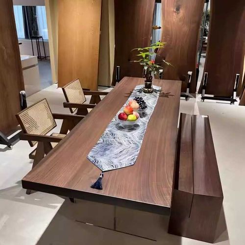 南北美黑胡桃木板桌大板茶桌餐桌书桌G升降桌白蜡面板吧台板实木 - 图1