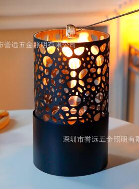 跨境新款桌面镂空酒精壁炉摆件壁炉室内金属火炉便携户外真火壁炉