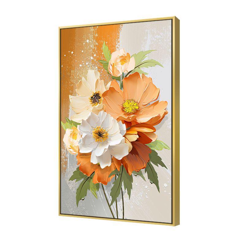 装饰画餐厅奶油风肌理花卉植物喷绘油画酒店公寓民宿挂画无框画 - 图3