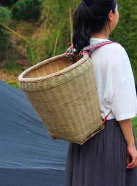 竹编竹背篓手工成人家用