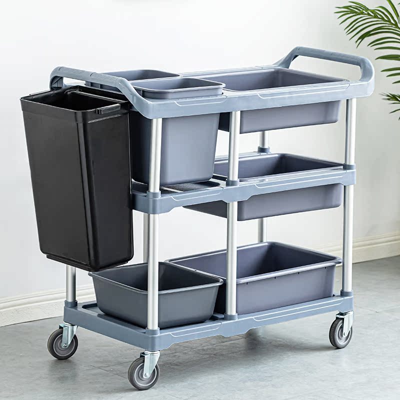 不锈钢餐车小推车三层餐厅收碗车餐盘收集服务车送餐车饭店手推车 - 图3