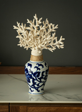 新中式手绘青花瓷花瓶玄关客厅办公室民宿电视柜陶瓷装饰送礼