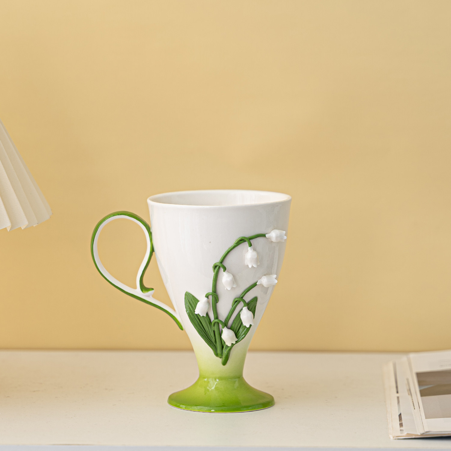 创意陶瓷铃兰花高脚咖啡杯高档精致下午茶水杯马克杯送礼早餐杯子,淘宝优惠券,粉丝福利购,淘宝优惠卷