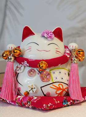 招财猫摆件大号日式陶瓷发财猫存钱罐店铺开业家居创意礼品储存罐