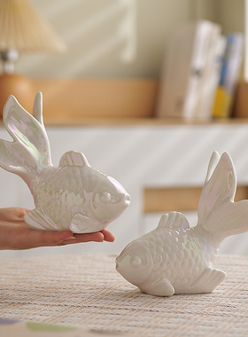 中式锦鲤年年有余客厅玄关桌面摆件创意工艺品金鱼饰品餐边柜摆件