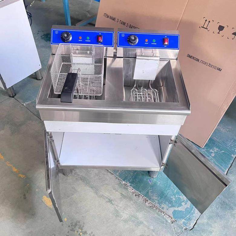 立式双缸双筛电炸炉连柜座大容量炸薯条油炸锅炸鸡排恒温油炸机器,淘宝优惠券,粉丝福利购,淘宝优惠卷