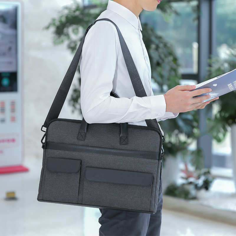 齐心公文包拉链手提包大容量帆布包多层商务公文包电脑包办公用品学生科目分类包大容量分层多功能商务包