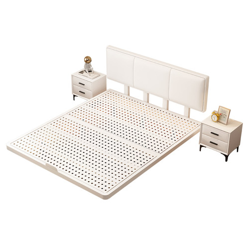 铁艺床悬浮床架钢架现代简约不锈钢床加粗加厚碳素钢洞洞板双人床 - 图3